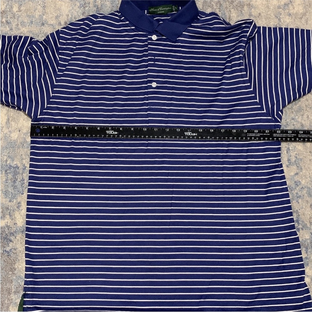 HOUSE OF CARRINGTON LEGEND MENS SS POLO SZ  Large Blue Stripe - Picture 3 of 5